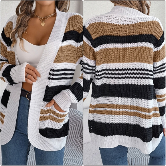 Cozy & Stylish Striped Cardigan - Picture 5 of 5